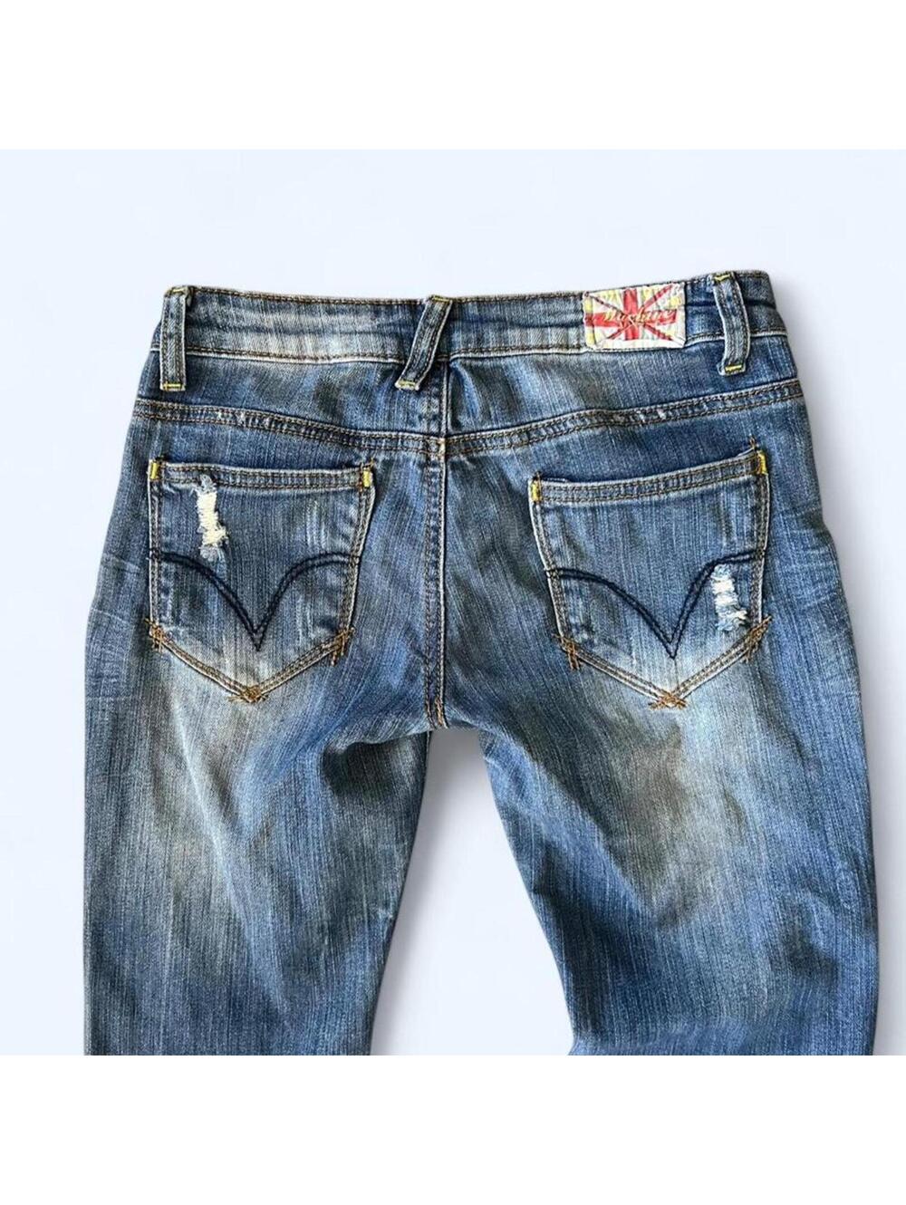 Vintage Y2K Machine Distressed Skinny Jeans Low Rise Indie Sleaze Size 25 💙 - Picture 4 of 7